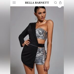 One Sleeve Blazer Romper XS